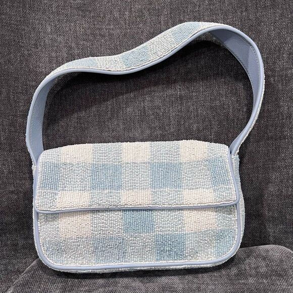 STAUD Handbags - Staud Tommy Beaded Gingham Shoulder Bag